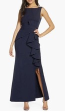Eliza J Women's Sleeveless Cascading Ruffle Gown Size 14