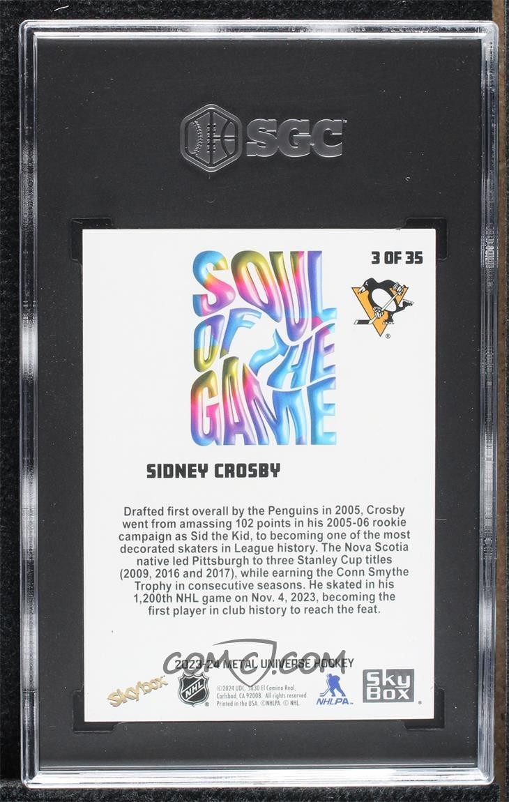 2023-24 Skybox Metal Universe - Soul of the Game Sidney Crosby  SGC 8.5 view 2