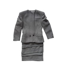 1990s Gianni Versace Monochrome Wool Skirt Suit S