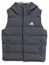 Image of Adidas Black Helionic CLIMAWARM Hooded Down Vest Warm Winter Puffer Mens Size XL