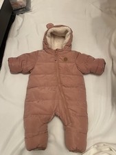 H&M Baby Pink Padded Pram Suit / Snowsuit - 0-1 Month (New Condition)