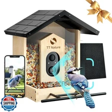 TT Nature Bird Feeder with Camera Solar Powered, Upgraded 1.5L Sm