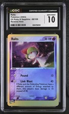 CGC 10 GEM MINT Ralts 2003 EX Ruby & Sapphire 68/109 Reverse Holo Pokemon Card