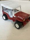 Vintage Tonka, Jeep Press, Steel Red Body With White Canopy Top