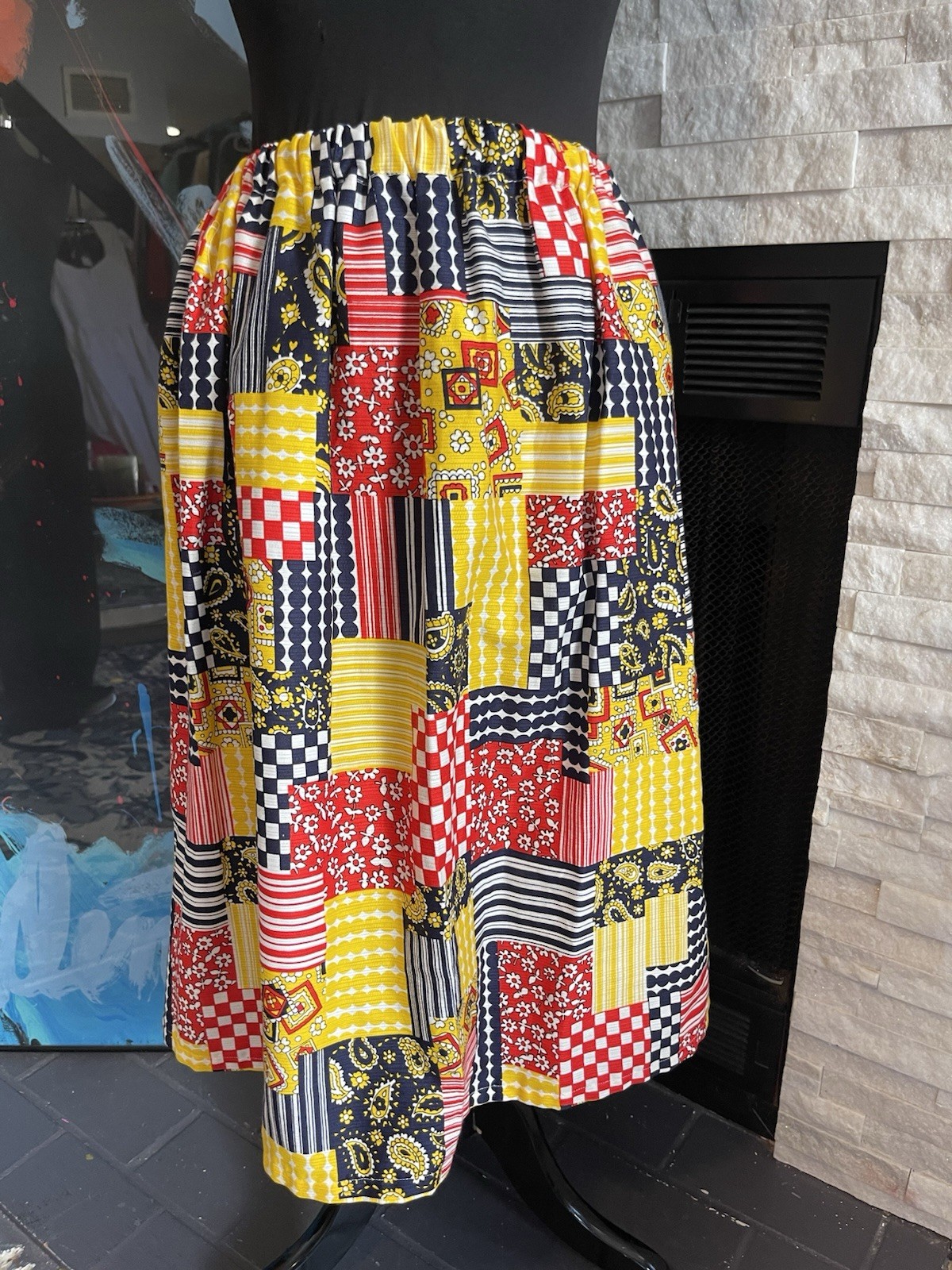 Vintage Handmade Patchwork A Line Full Skirt - image 1