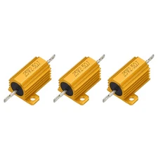 3pcs 25W 2.5 Ohm 5% Aluminum Housing Case Resistor, Wirewound Resistors Gold