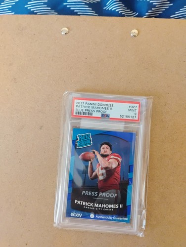 2017 Panini Donruss Patrick Mahomes Rookie Blue Press Proof PSA