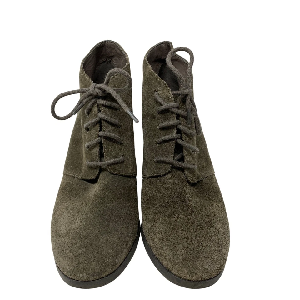 Ботинки женские Franco Sarto на танкетке каблуке до лодыжки размер 8 темно-оливковая замша кожа - Изображение 3 из 4