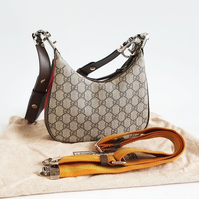Gucci Attache beige GG supreme canvas small women's shoulder crossbody handbag