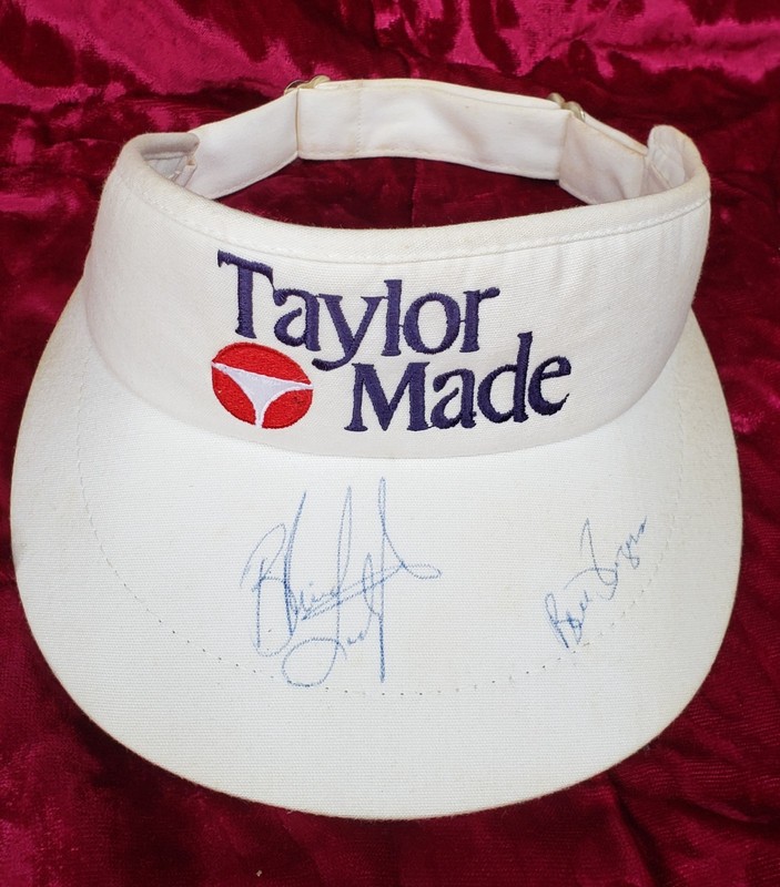 VTG 1980s BRUCE LIETZKE & BILL ROGERS SIGNED HIGH CROWN TAYLOR MADE GOLF VISOR