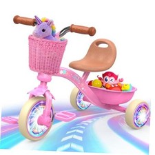 Kkdi Toddler Tricycle for 1-3 3-5 Year Olds, 2 3 4 5 Year Old Girl Dark Pink