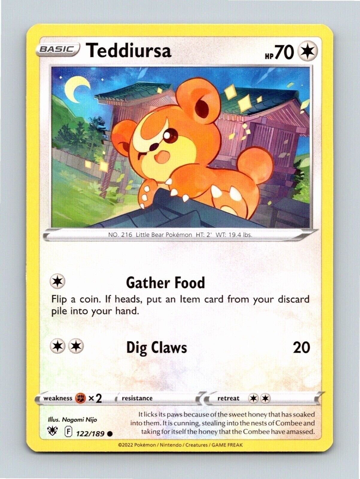 Teddiursa 122/189 Regular Common Astral Radiance Pokemon Trading Card TCG 