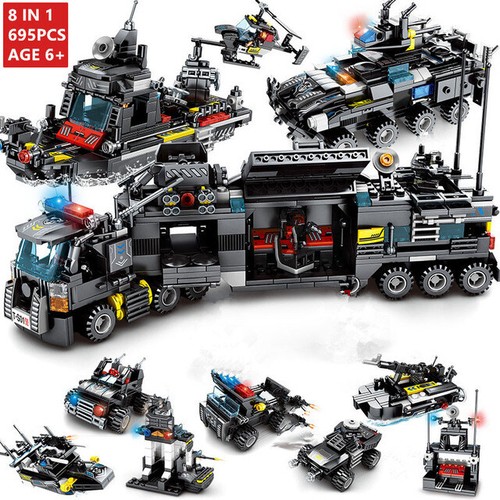 Police Building Blocks SWAT City ROBOCOP 4 Sets Truck Bricks Toy Educational DIY