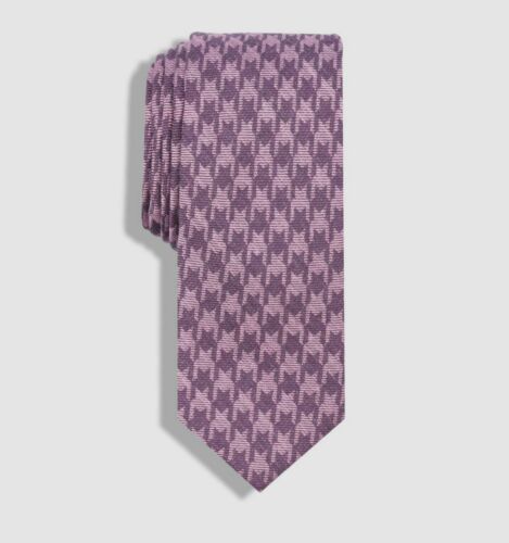 $55 Bar III Men's Purple Houndstooth Slim Skinny Silk Self Tie Necktie 57 x 2.5 - Picture 1 of 1
