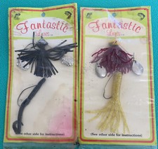 Set Of 2 Vintage Fantastic Lures Squid New In Original Packaging!  Black Purple