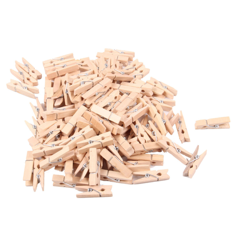 200 Pcs Wood Clothespin Wooden Pegs Sink Drain Photo Booth Frame Rope