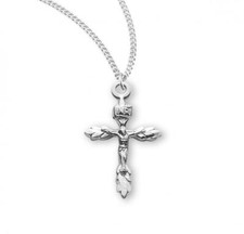 Sterling Silver Wheat Crucifix Features 18in Long chain