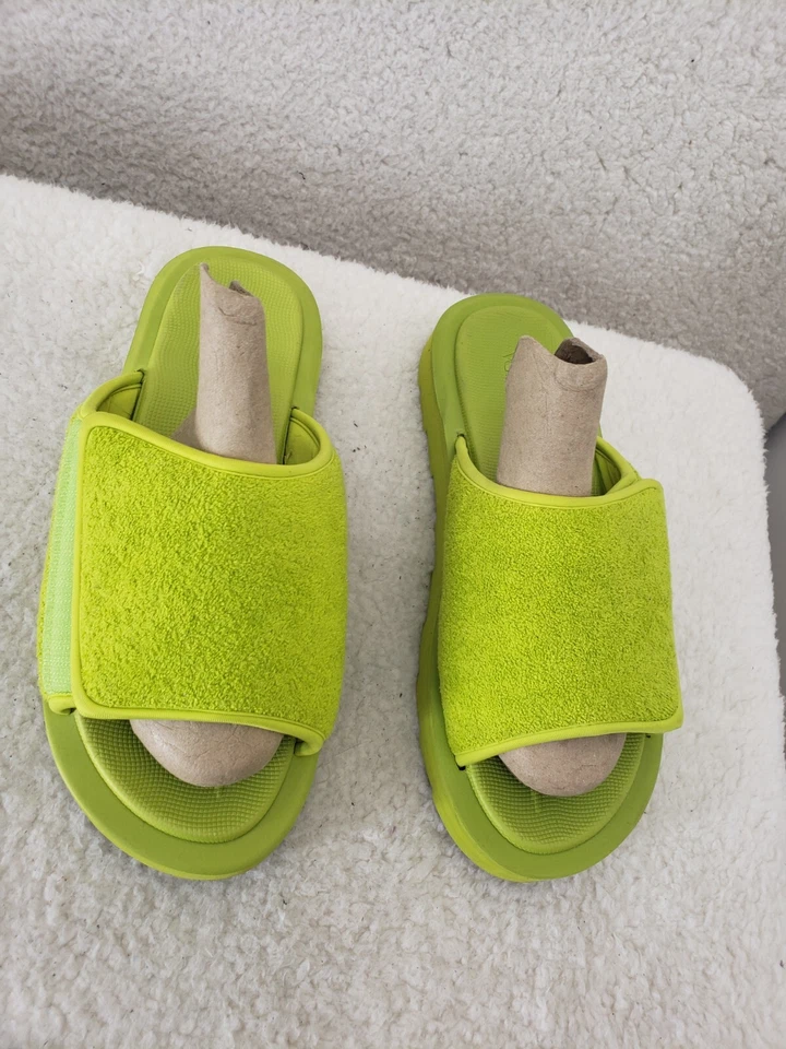 Zara Women Women Sandals 43 Green Open Toe Slide Padded Technical Flat Shoes 11 - Image 3 of 4