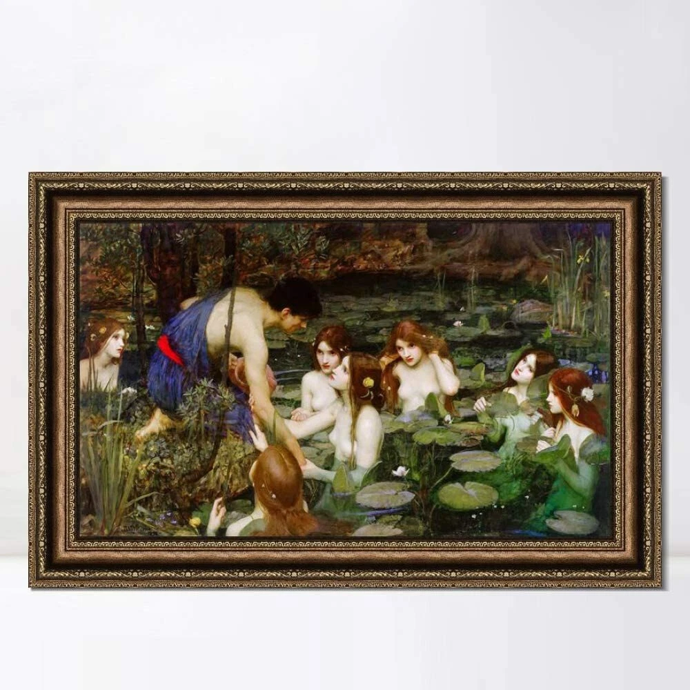 Framed Art Hylas and The Nymphs1896 by John William Waterhouse Wall Art 22"x32"