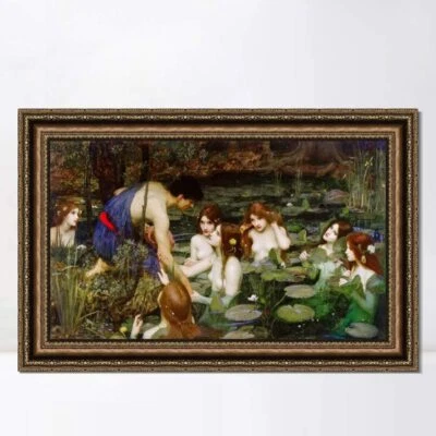 ANYA'S ARTFULHOME Framed Art Hylas and The Nymphs1896 by John William Waterhouse Wall Art 22"x32"