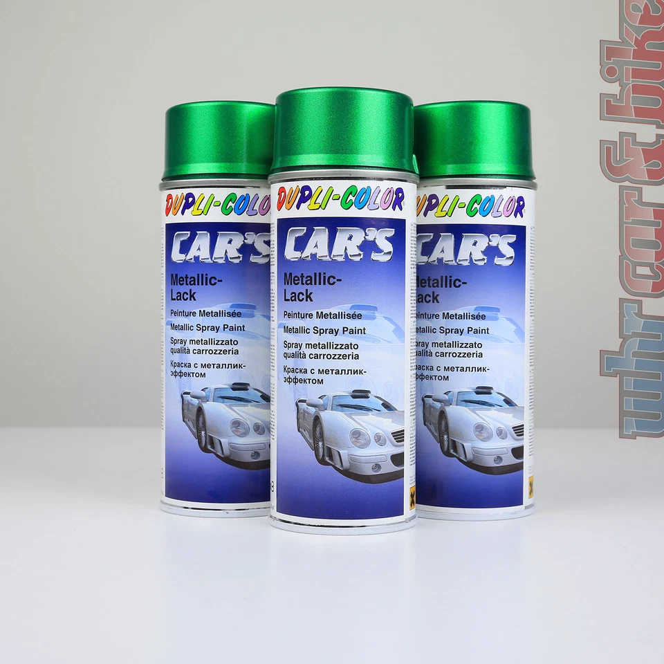 3x 400ml Dupli-Color Car's Metallic-Lack grün lindgrün Lackspray Effektlack