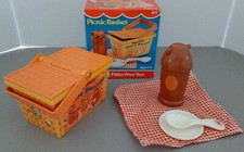 2 Vintage 1975 Fisher Price 677 Picnic Baskets - 1 Used, 1 Never Opened 