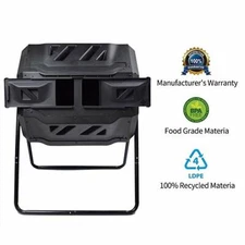 Garden Compost Tumbler Dual Rotating Outdoor Composting Tumbler 43 Gal Black