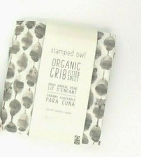 WEST ELM  STAMPED OWL ORGANIC CRIB FITTED SHEET  IN GRAY  7 AVAILABLE