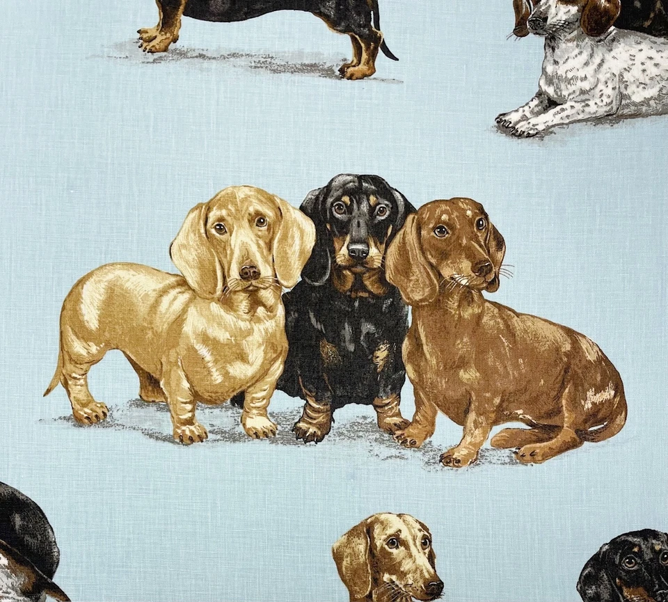 KRAVET KINGSLEY CELESTIAL BLUE DACHSHUND DOGS EXCLUSIVE FABRIC BY YARD 53.5"W - Image 3 of 4
