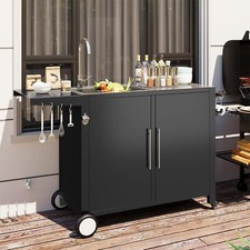 Stainless Steel Grill Prep Table Kitchen Cabinet, Outdoor Kitchen Sink Cart