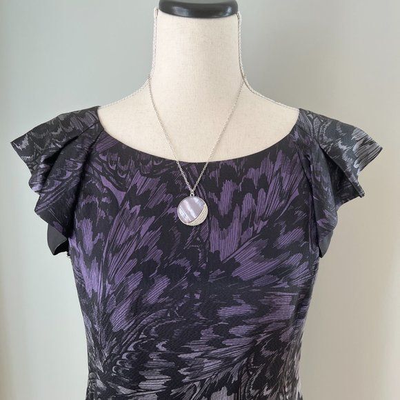 Abalone Shell Pave Rhinestone Round Silver Pendan… - image 3