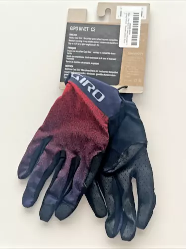 Giro Rivet CS Mens Mountain Cycling Gloves Black Red Blender (2023), Small