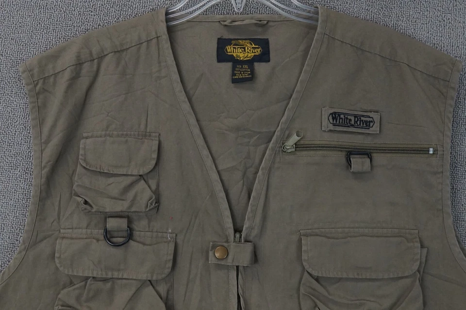 Chaleco Chaqueta Pesca con Mosca White River Fly Shop Bolsillos Interior Para Hombre Verde Talla 2XL Foto 2 de 4