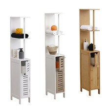 Slim Storage Cabinet   Freestanding Bathroom Organizer with Shelves