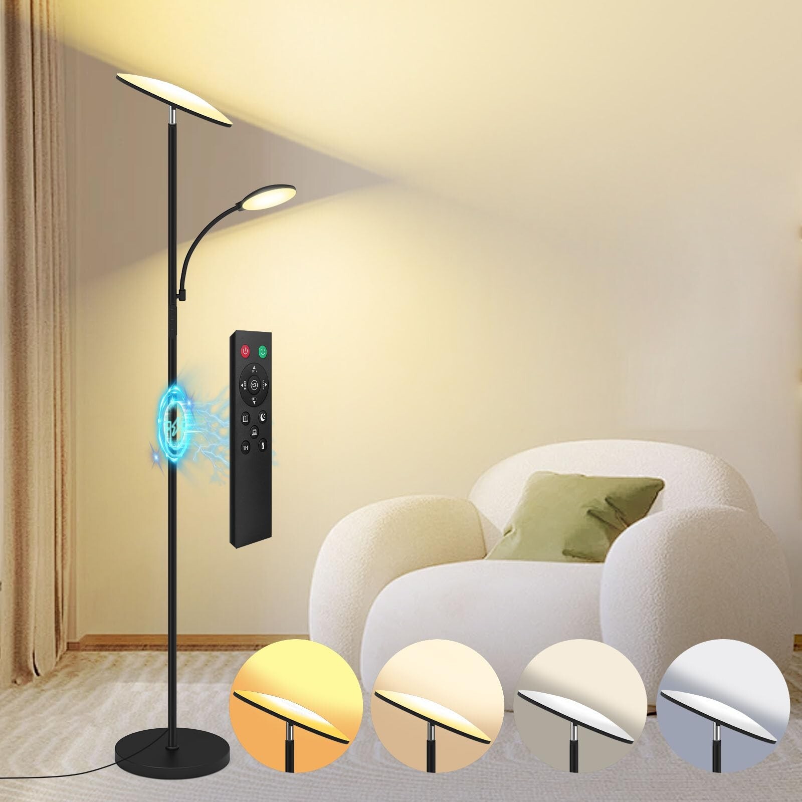 Floor Lamp, 2025 Upgraded 42W 4500LM Super Bright LED Floor Lamp with Rotatab...