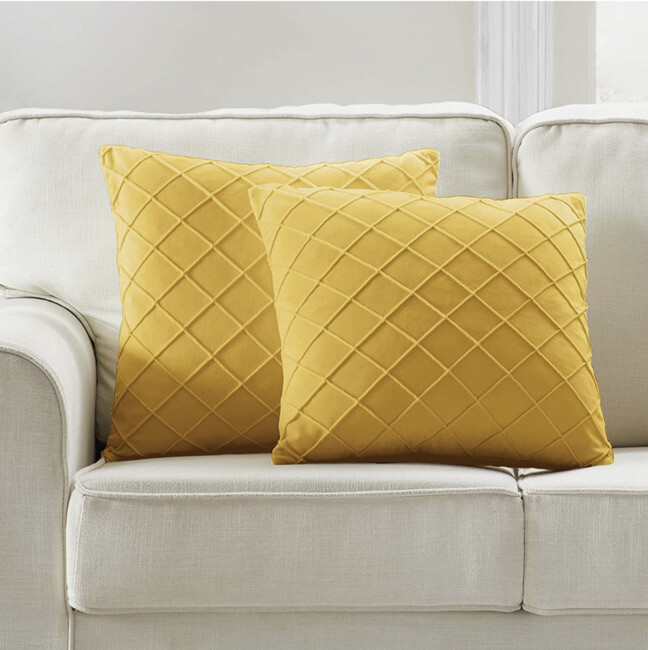 Longhui bedding Velvet Throw Pillow Covers 18*18 Inches Set Of 2 Yellow