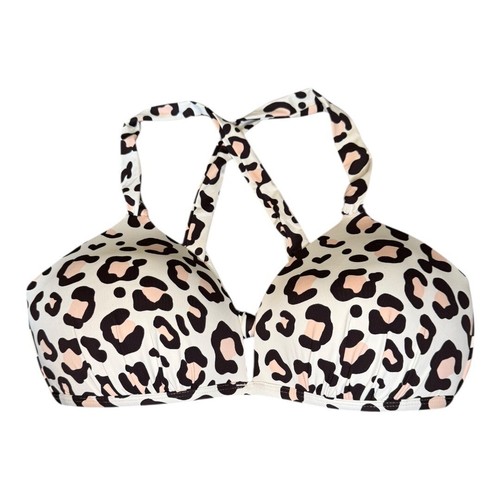 Gibson Latimer Leopardenmuster Criss Cross Back Bikini Oberteil Badeanzug XL