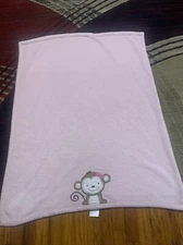 HTF Kidsline Pink Brown Monkey Blanket