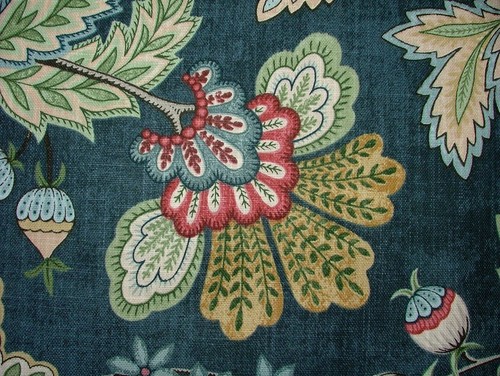 Rebozuelos Azul Marino Ornamentado Pájaro Cortina de Algodón Floral Tela - Imagen 14 de 24