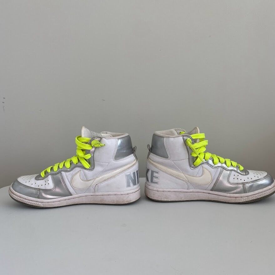 Nike Terminator High Basic 111 White Volt Metallic Silver Shoes Size 5  336609