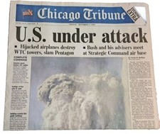 CHICAGO TRIBUNE U.S. UNDER ATTACK EVENING EDITION 9/11 SEPTEMBER 11, 2001