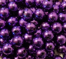 100 pcs Metallic Purple Loose Artificial Plastic Pearls 14mm Round Craft Beads