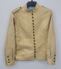 Palmer Jones Jacket Womens Medium Gold Metallic Epaulettes Military Buttons Y2k