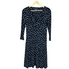 Lauren Ralph Lauren Womens Black White Geometric Pleated V Neck A-Line Dress 4