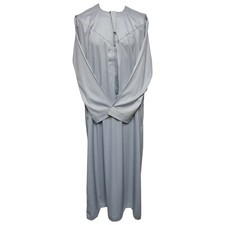 High Quality Shiny Emirate Men's Grey Long Sleeve Thobe Jubba Dishdasha