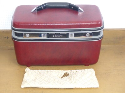Vtg Samsonite Silhouette Train Case W/ Key MakeUp bag Hardshell Luggage  Maroon