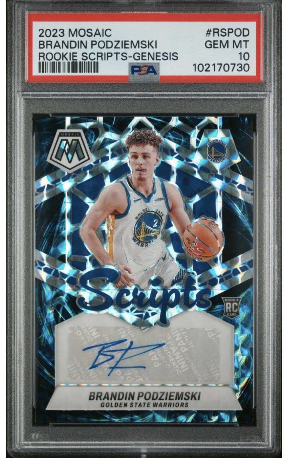 2023-24 Mosaic Brandin Podziemski Scripts Genesis Auto SSP PSA 10