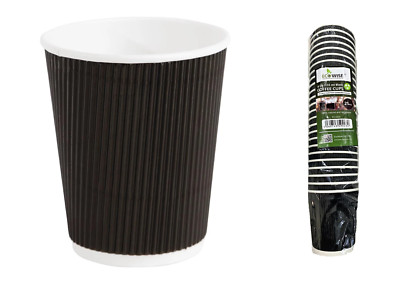 Disposable Coffee Cups 8 Oz Black Kraft Ripple Takeaway Paper Party ...