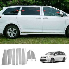 Silver Stainless Window Bc-pillar Post Strip Trim Kit For Toyota Sienna 11-20 Silver Stainless Window Bc-pillar Post Strip Trim Kit For Toyota Sienna 11-20