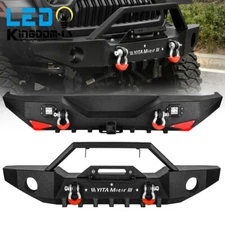 Front/Rear Bumper for 2018-2025 Jeep Wrangler JL JLU w/ Fog Light Hole & D-Rings